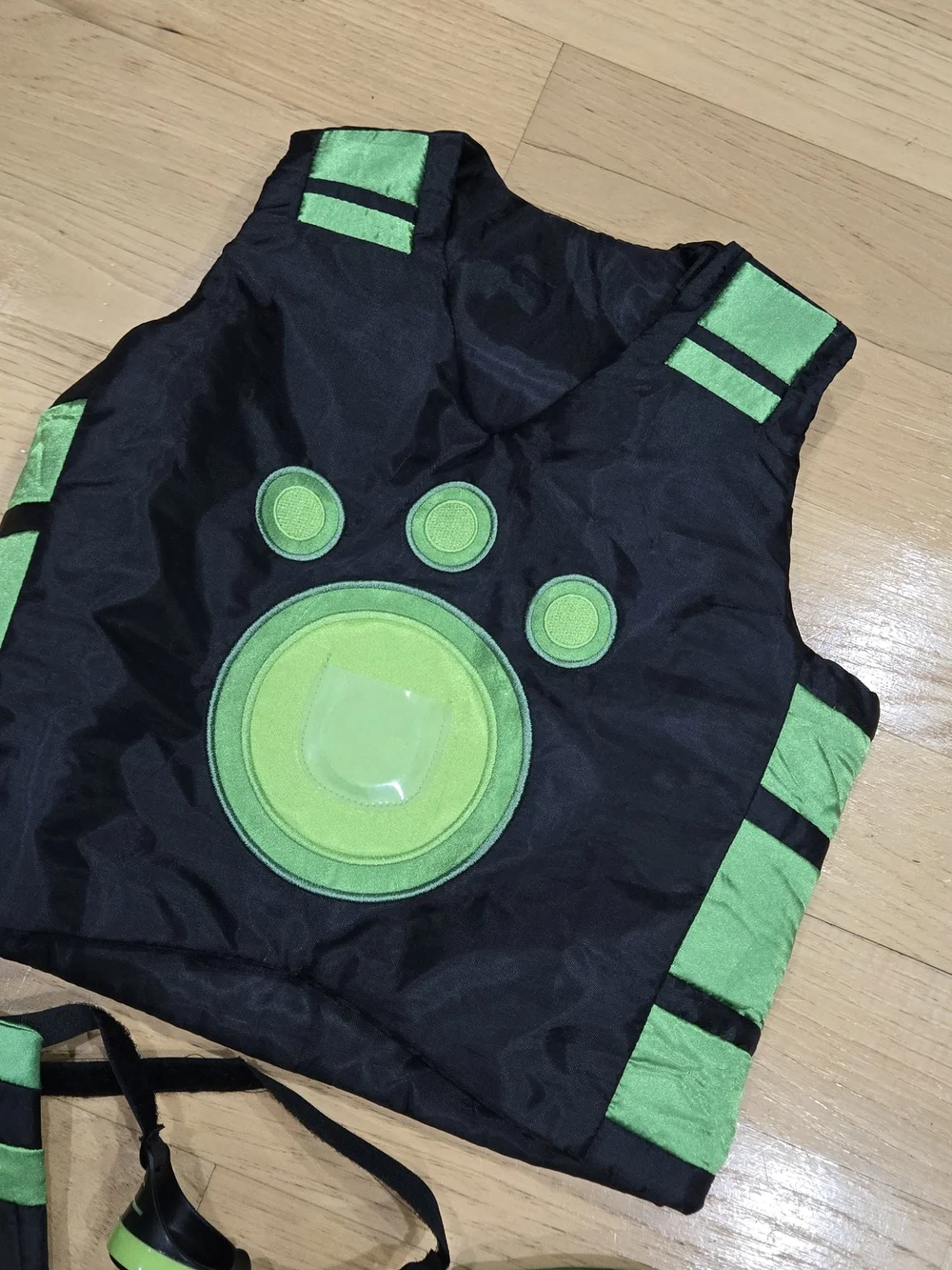 Kids Black Vest with Neon Green Paw Design